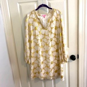Lilly Pulitzer Gold and White Metallic Dress